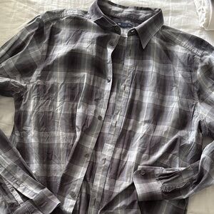 100% Cotton Gap Slim Fit Gray Plaid Shirt